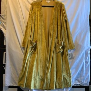 Long duster sweater with velvet feel and pockets